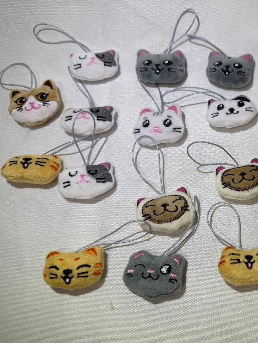 Lot of 22 Mini Plush Cat Keychains Cute Kawaii Stuffed Animal Charms